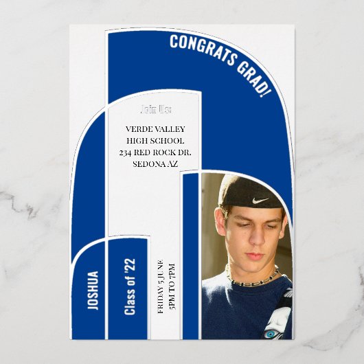 Geometrische Afstuderen foto van verbluffende scho Folie Uitnodiging (Voorkant)