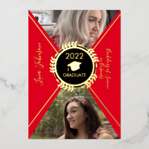 Geometrische Afstuderen Gouddrukaankondiging Folie Uitnodiging