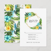 Geometrische Aloha Tropical Summer Beach Weddensch RSVP Kaartje (Voorkant / Achterkant)