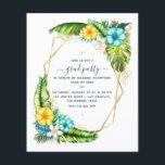 Geometrische Aloha Tropische Afstuderen voor zomer Flyer<br><div class="desc">Exotische zomerse strand bloemenafstudeerfeestuitnodiging met overvloedig tropisch groen in een gouden geometrisch lijst dat aanpasbaar is aan uw evenementspecifieke kenmerken. Houd er rekening mee dat deze begrotingsuitnodiging op flyerpapier staat en erg dun is. Enveloppen zijn niet inbegrepen. Voor dikkere uitnodigingen met enveloppen en bijpassende producten over hetzelfde thema, zie het...</div>