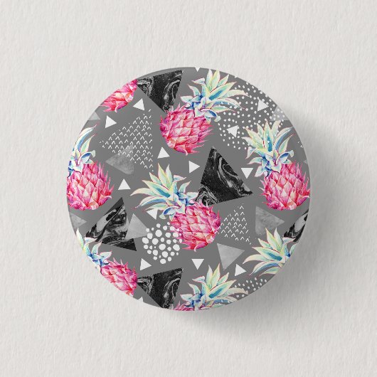 Geometrische anananas gestructureerd patroon ronde button 3,2 cm (Voorkant)
