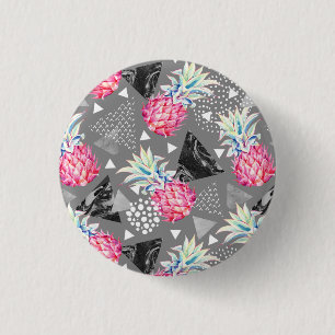 Geometrische anananas gestructureerd patroon ronde button 3,2 cm