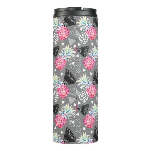 Geometrische anananas gestructureerd patroon thermosbeker (Achterkant)