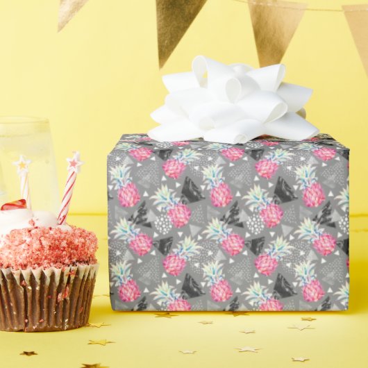 Geometrische anananas getextureerd patroon cadeaupapier (Verjaardagsfeest)