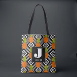 Geometrische anananas | Monogram Tote Bag<br><div class="desc">Tropische vruchten |Tropisch anananas patroon op een geometrische achtergrond. © en ® Bigstock® - Alle rechten voorbehouden.</div>