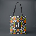 Geometrische anananas | Monogram Tote Bag<br><div class="desc">Tropische vruchten |Tropisch anananas patroon op een geometrische achtergrond. © en ® Bigstock® - Alle rechten voorbehouden.</div>
