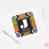 Geometrische anananas | Monogram Vierkante Sticker (Envelop)