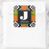 Geometrische anananas | Monogram Vierkante Sticker (Tas)