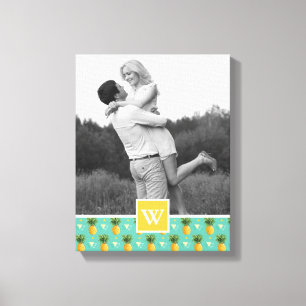 Geometrische anananasslantaarn Foto met monogram Canvas Afdruk