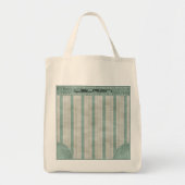 Geometrische Aqua en witte linen Stripes personali Tote Bag (Voorkant)