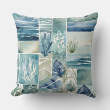 Geometrische Aqua Flora Aquarelle Decor