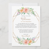 Geometrische Aquarel Bloem Bruiloft Welkom Brief Kaart (Voorkant)