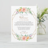 Geometrische Aquarel Bloem Bruiloft Welkom Brief Kaart (Staand voorkant)