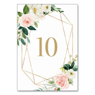 Geometrische Aquarel Lente Bloemen Tafel 10 Kaart