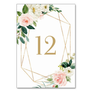 Geometrische Aquarel Lente Bloemen Tafel 12 Kaart