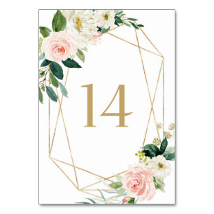 Geometrische Aquarel Lente Bloemen Tafel 14 Kaart