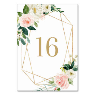 Geometrische Aquarel Lente Bloemen Tafel 16 Kaart