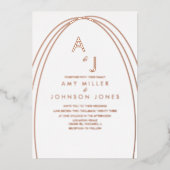 Geometrische Arch Border Weddenschap geperst Folie Uitnodiging (Voorkant)