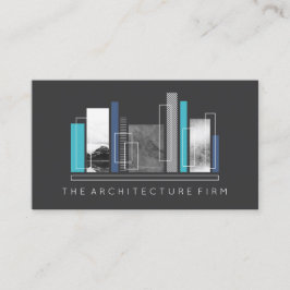 Geometrische architectuur grijs & blauw visitekaartje