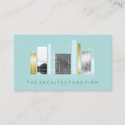 Geometrische architectuur Licht Blauwgroen en Faux Visitekaartje (Voorkant)