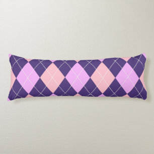 Geometrische argyle Blue Paars Y2K-patroon Lichaamskussen