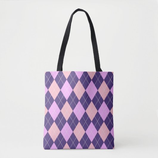 Geometrische argyle Blue Paars Y2K-patroon Tote Bag (Voorkant)