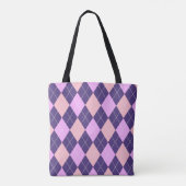 Geometrische argyle Blue Paars Y2K-patroon Tote Bag (Achterkant)