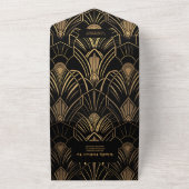 Geometrische Art Deco bruiloft All In One Uitnodiging (Buitenkant)