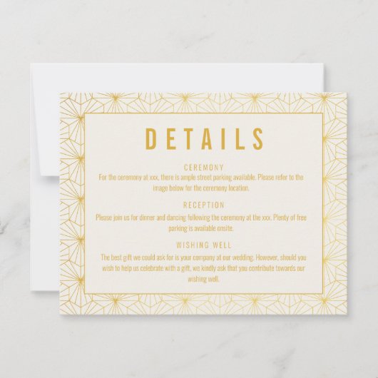 Geometrische Art Deco bruiloft detail behuizing Ka Kaart (Voorkant)