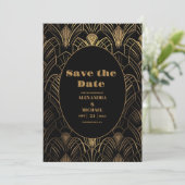 Geometrische Art Deco bruiloft Save The Date (Staand voorkant)