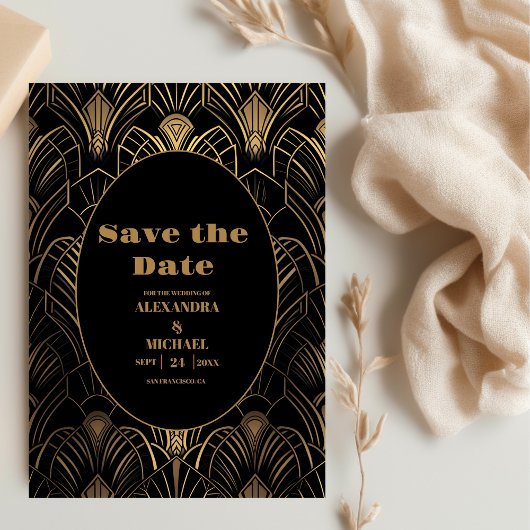 Geometrische Art Deco bruiloft Save The Date