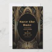 Geometrische Art Deco bruiloft Save The Date (Voorkant)