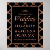 Geometrische Art Deco Gatsby Bruiloft Welkom Poster (Voorkant)