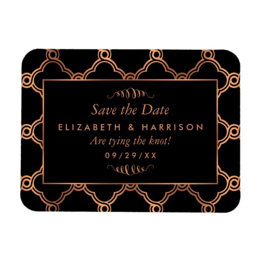  Geometrische Art Deco Gatsby Sla de datum op Magneet (Horizontaal)