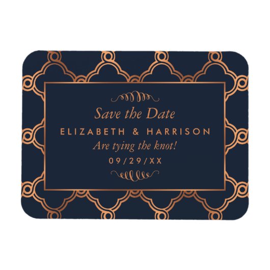 Geometrische Art Deco Gatsby Sla de datum op Magneet (Horizontaal)