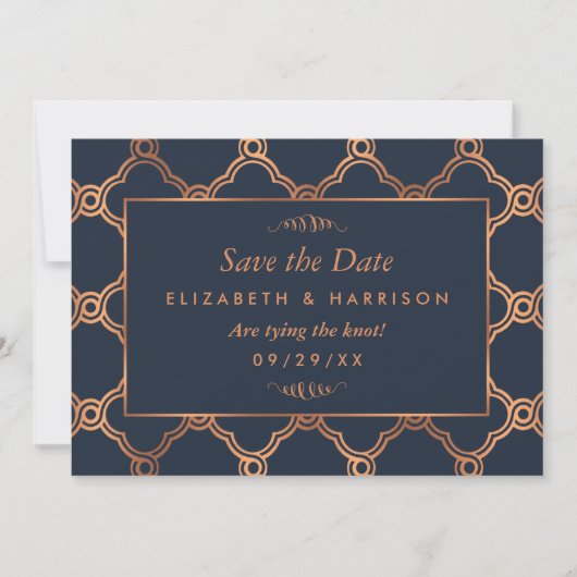 Geometrische Art Deco Gatsby Sla de datum op Save The Date (Voorkant)