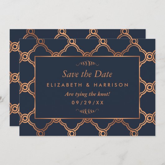  Geometrische Art Deco Gatsby Sla de datum op Save The Date (Voorkant / Achterkant)