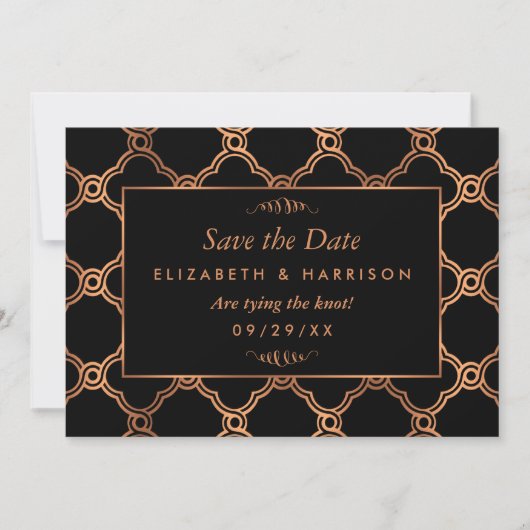 Geometrische Art Deco Gatsby Sla de datum op Save The Date (Voorkant)