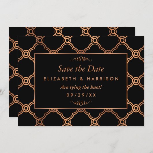 Geometrische Art Deco Gatsby Sla de datum op Save The Date (Voorkant / Achterkant)