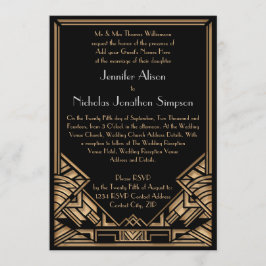 Geometrische Art Deco Gatsby Stijl Bruiloft uitnod Kaart
