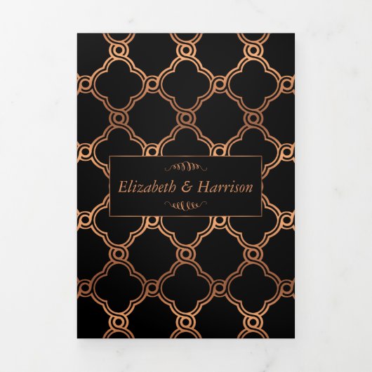 geometrische Art Deco Gatsby Wedding Suite Drieluik Uitnodiging (Cover)