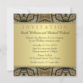 Geometrische art Deco Gold Engagement Party nodigt Kaart (Achterkant)