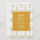 Geometrische Art Deco Gold White Gatsby Bridal Kaart (Voorkant)