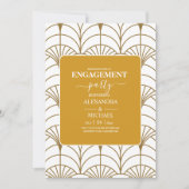 Geometrische Art Deco Gold White Gatsby Verloving Kaart (Voorkant)