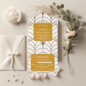 Geometrische Art Deco Goud Wit Gatsby Bruiloft All In One Uitnodiging