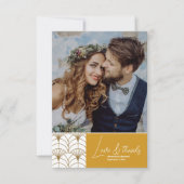 Geometrische Art Deco Goud Wit Gatsby Bruiloft Bedankkaart (Voorkant)