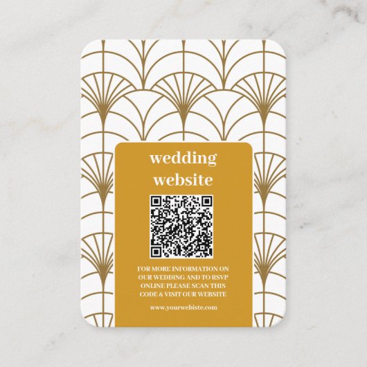 Geometrische Art Deco Goud Wit Gatsby Bruiloft Informatiekaartje (Voorkant)