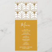 Geometrische Art Deco Goud Wit Gatsby Bruiloft Menu (Achterkant)