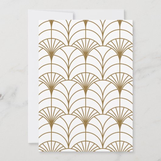 Geometrische Art Deco Goud Wit Gatsby Bruiloft Save The Date (Achterkant)