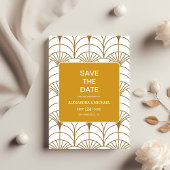 Geometrische Art Deco Goud Wit Gatsby Bruiloft Save The Date